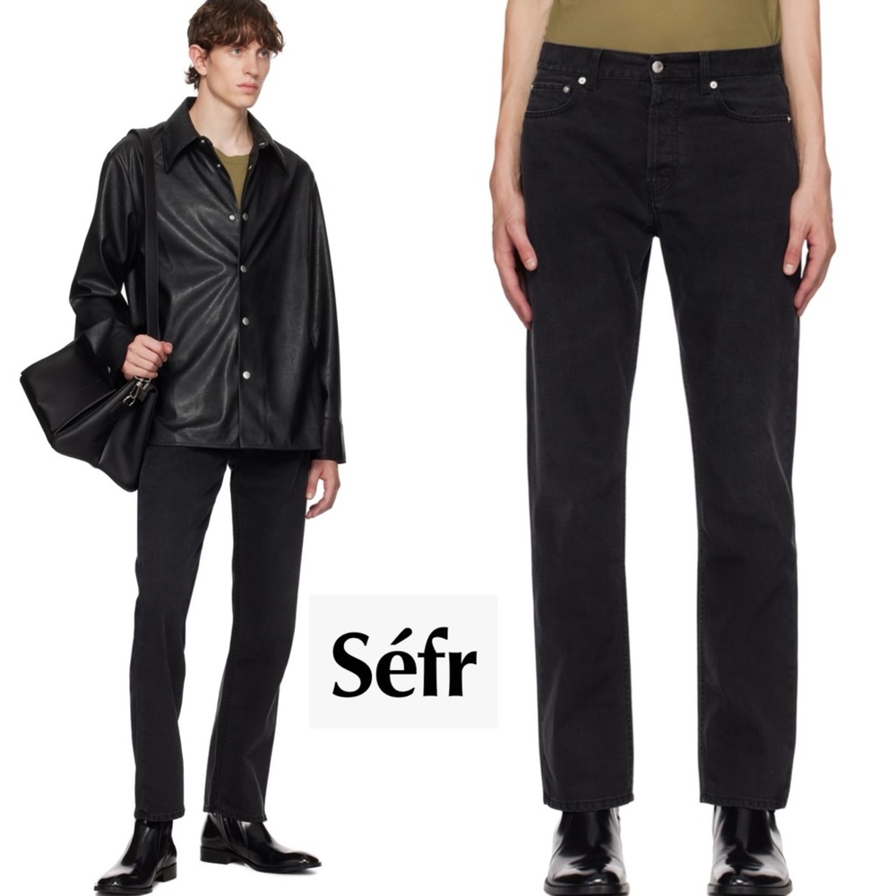 SEFR STRAIGHT CUT JEANS in RINSED BLACK Men’s Size 30 Button Fly Minimalist
